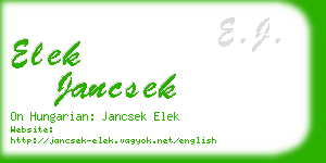 elek jancsek business card